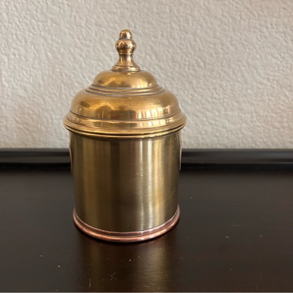 Vintage Holland America Line Brass Tobacco Jar w/ Ship Logo “First Glass Only”
